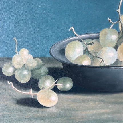 Expressive Oil Painting Still Life "Green Grapes" Refined Medium Artwork