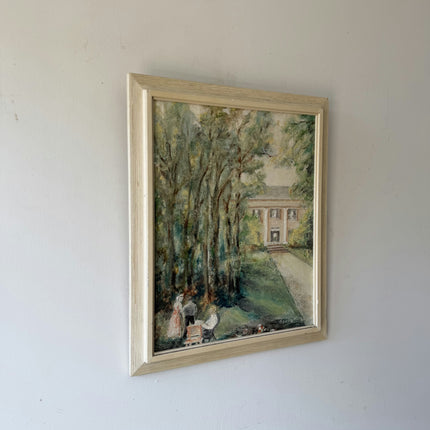 Original Landscape Oil Painting "Garden House" Classic Small Artwork Holland Art Shop