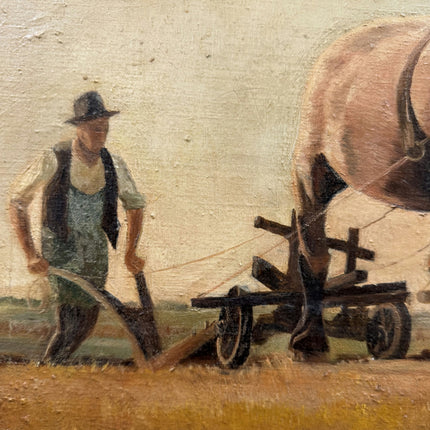 Handcrafted Animals Oil Painting "Plough Horses" Vintage Art Holland Art Shop