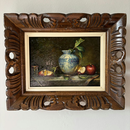 Remarkable Oil Painting Still Life "Blue Vase" Figurative Small Artwork Holland Art Shop