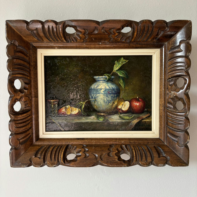 Remarkable Oil Painting Still Life "Blue Vase" Figurative Small Artwork Holland Art Shop