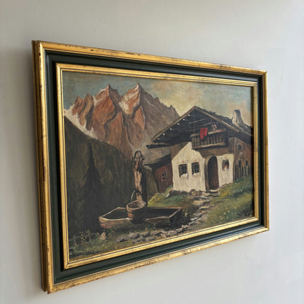 Authentic Landscape Oil Painting "Mountain Cottage" Elegant Art Holland Art Shop