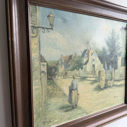 Authentic Cityscape Oil Painting "Woman Walking" Detailed Large Artwork Holland Art Shop