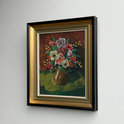 Classic Floral Still Life Oil Painting "Flower Vase" Detailed Small Art Holland Art Shop