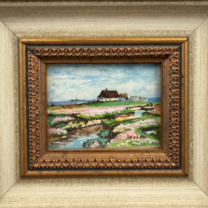 Timeless Seascape Oil Painting "Ornate Frame" Vintage Small Artwork Holland Art Shop