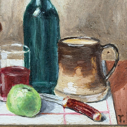 Original Still Life Oil Painting "Green Apples" Detailed Small Artwork Holland Art Shop