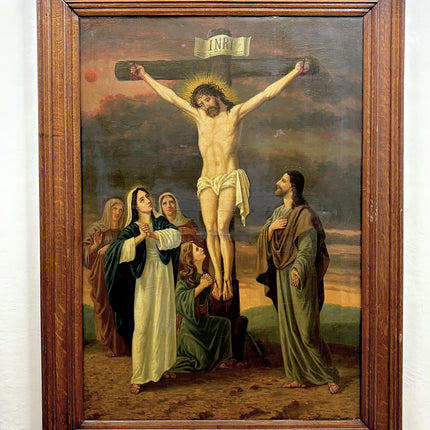 Vintage Religious  Oil Painting "Crucified Christ" Classic Large Artwork Holland Art Shop
