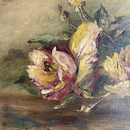 1936 Floral Still Life Oil Painting "Yellow Roses" Art Holland Art Shop