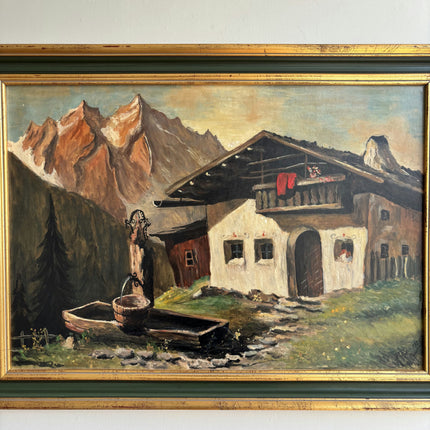 Authentic Landscape Oil Painting "Mountain Cottage" Elegant Art Holland Art Shop