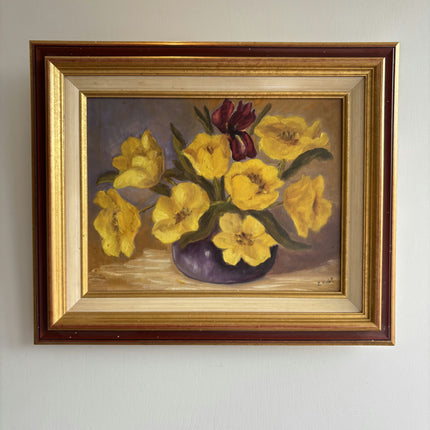 Handcrafted Floral Still Life Oil Painting "Yellow Bouquet" Vintage Art Holland Art Shop