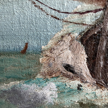 Expressive Seascape Oil Painting "Sailing Boat" Detailed Small Artwork Holland Art Shop