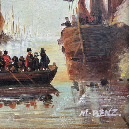 Elegant Harbor Scene Oil Painting "Sailing Ships" Classic Small Artwork Holland Art Shop