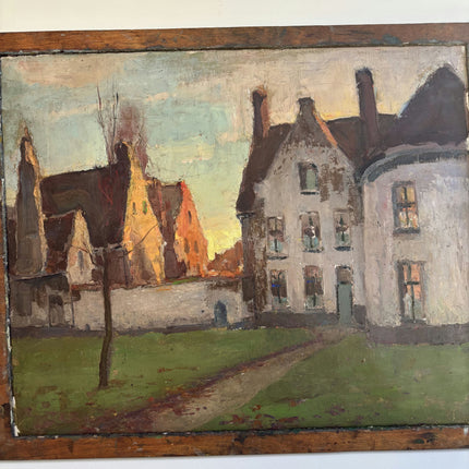 Detailed Cityscape Oil Painting "Row Houses" Refined Art Holland Art Shop