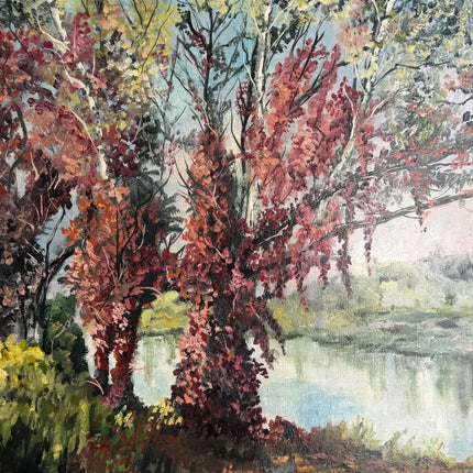 Vintage Landscape Oil Painting "Autumn Tree" Rustic Artwork Holland Art Shop