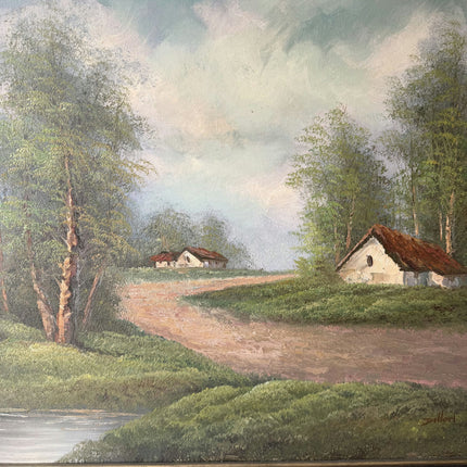 Traditional Landscape Oil Painting "Thatched Cottage" Authentic Large Art Holland Art Shop