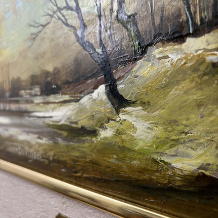 Timeless Winter Landscape Oil Painting "Leafless Tree" Original Art Holland Art Shop