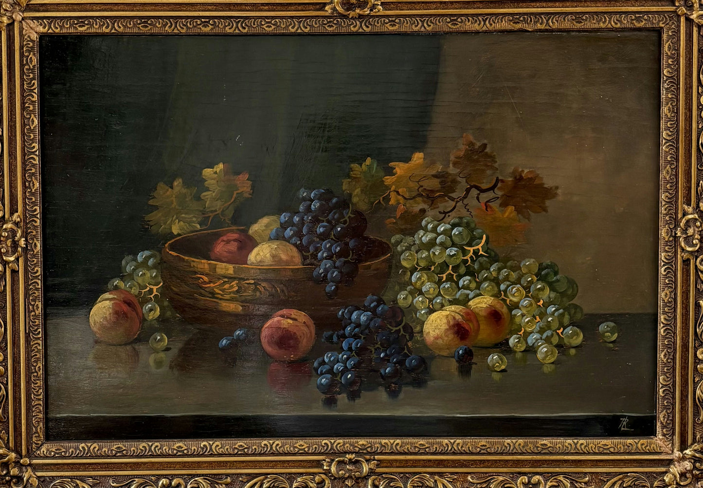 Original Oil Painting Still Life "Fruit Bowl Arrangement" Wonderful Large Art