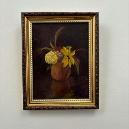 Elegant Floral Still Life Oil Painting "Flower Vase" Vintage Small Art Holland Art Shop
