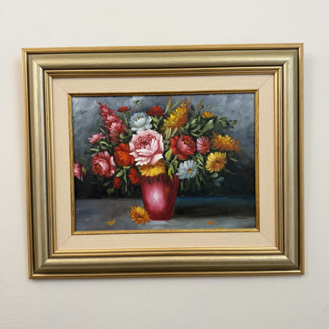 Detailed Floral Still Life Oil Painting "Flower Vase" Expressive Artwork Holland Art Shop