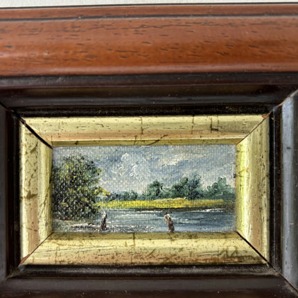 Authentic Interior Oil Painting "River Bank" Rustic Small Art Holland Art Shop