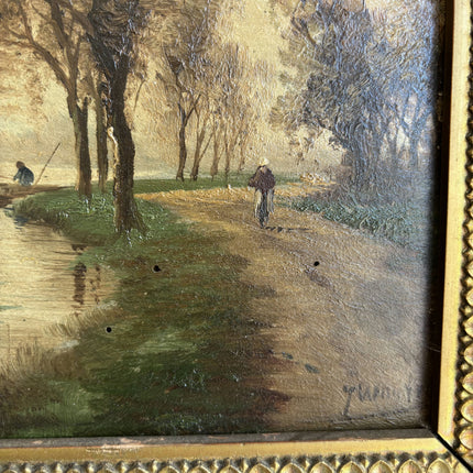 19th Century Antique Landscape Oil Painting "Gilded Frame" Artwork Holland Art Shop