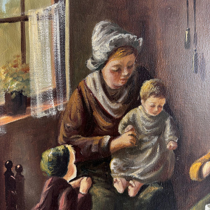 Vintage Figurative Oil Painting "Seated Children" Original Dutch Art Holland Art Shop