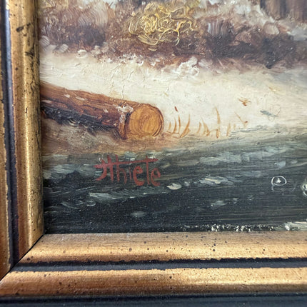 Detailed Winter Landscape Oil Painting "Gilded Frame" Refined Small Art Holland Art Shop