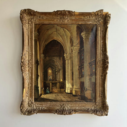 Handcrafted Church Interior Oil Painting "Ornate Frame" Elegant Art Holland Art Shop