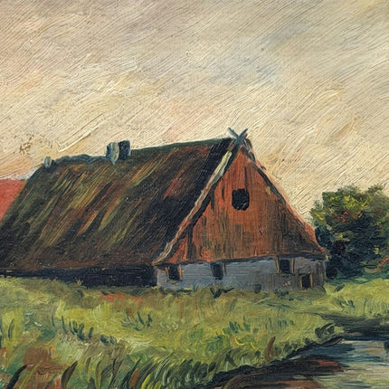 Original Landscape Oil Painting "River Bank" Expressive Small Artwork Holland Art Shop
