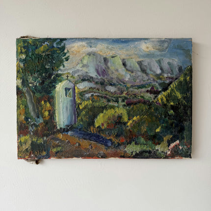Vintage Landscape Oil Painting "White Shrine" Classic Small Art Holland Art Shop