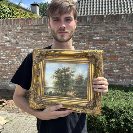 Classic Landscape Oil Painting "Ornate Frame" Original Small Artwork Holland Art Shop