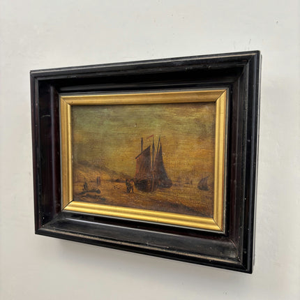 19th Century Antique Oil Painting "Sailing Ship" Small Art Holland Art Shop