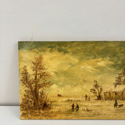 Detailed Winter Landscape Oil Painting "Thatched Cottage" Expressive Small Art Holland Art Shop