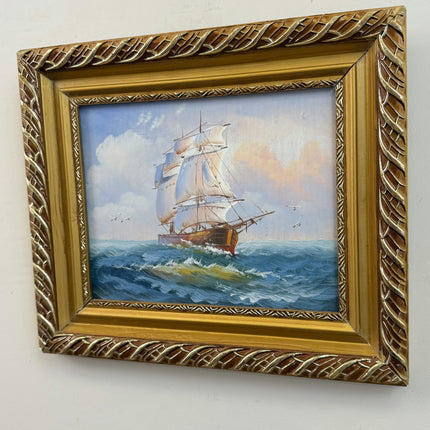 Traditional Seascape Oil Painting "Sailing Ship" Refined Small Art Holland Art Shop