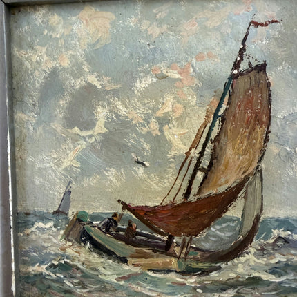 Traditional Seascape Oil Painting "Sailing Boat" Detailed Small Artwork Holland Art Shop