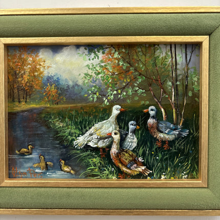 Elegant Animals Oil Painting "Pair Of Ducks" Detailed Small Artwork Holland Art Shop