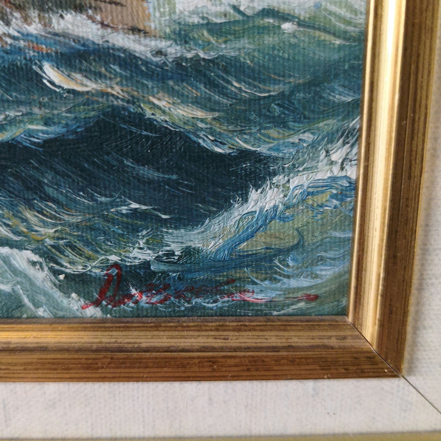 Vintage 'Coastal View' Late 20th Century Stunning Seascape Framed Oil Painting