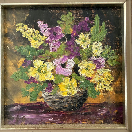 Authentic Floral Still Life Oil Painting "Flower Basket" Small Artwork Holland Art Shop