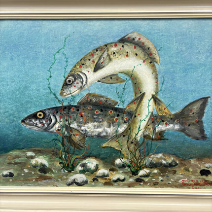 Handcrafted Animals Oil Painting "Leaping Fish" Classic Art Holland Art Shop