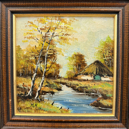 Detailed Landscape Oil Painting "Wooden Frame" Authentic Small Artwork Holland Art Shop
