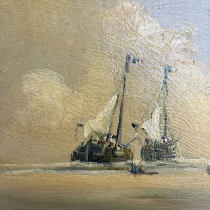 Handcrafted Seascape Oil Painting "Gilded Frame" Rustic Small Artwork Holland Art Shop