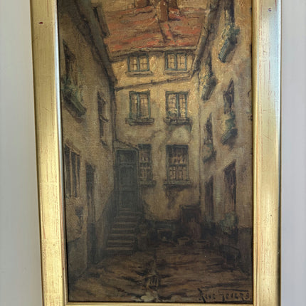 Detailed Cityscape Oil Painting "Narrow Alley" Handcrafted Artwork Holland Art Shop