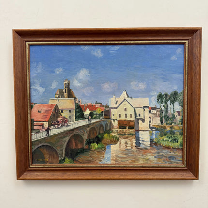 Vintage Cityscape Oil Painting "Stone Bridge" Detailed Artwork Holland Art Shop