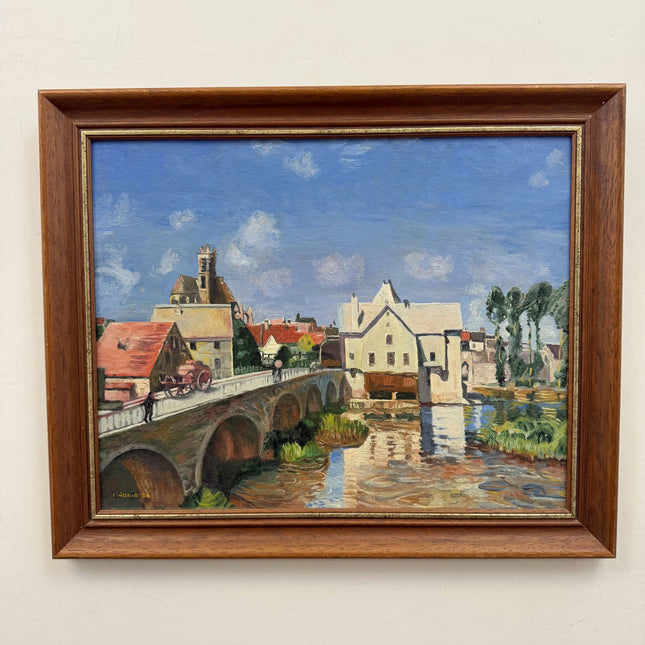 Vintage Cityscape Oil Painting "Stone Bridge" Detailed Artwork Holland Art Shop