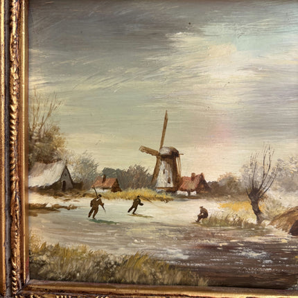 Expressive Winter Landscape Oil Painting "Gilded Frame" Timeless Small Artwork Holland Art Shop