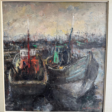 Expressive Harbor Scene Oil Painting "Framed Painting" Timeless Art Holland Art Shop