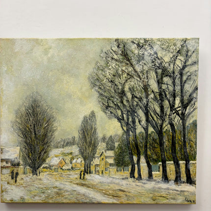 Handcrafted Winter Landscape Oil Painting "Tall Trees" Original Art Holland Art Shop