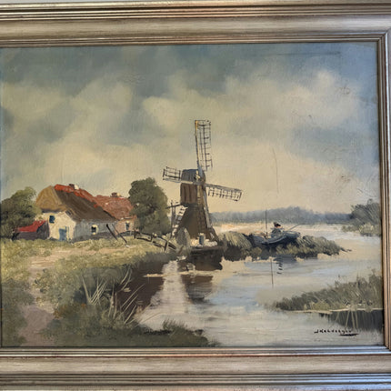 Handcrafted Landscape Oil Painting "Windmill Structure" Expressive Art Holland Art Shop