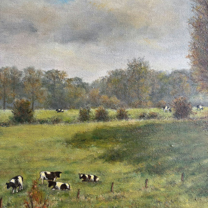 Detailed Landscape Oil Painting "Grazing Cows" Expressive Dutch Artwork Holland Art Shop