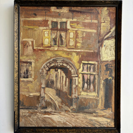 1935 Cityscape Oil Painting "Arched Entrance" Art Holland Art Shop